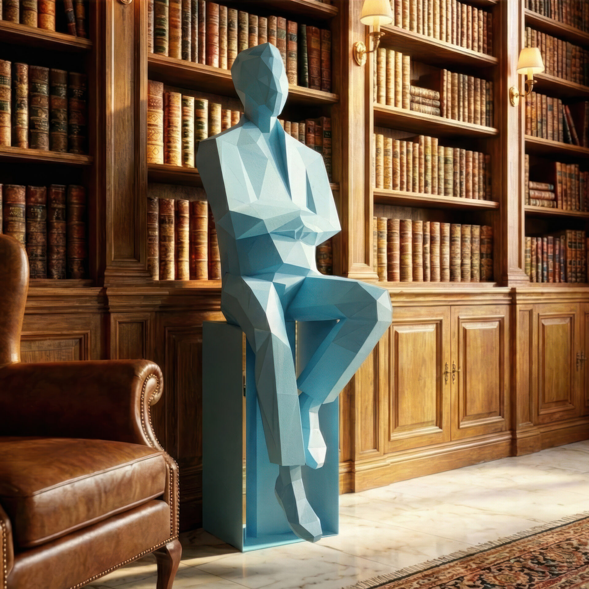 Modern Geometric Man Sculpture - Image 3